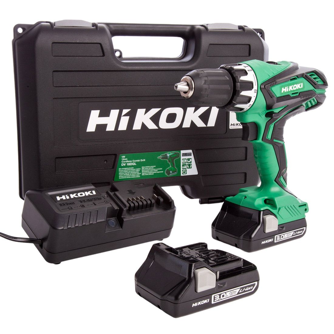Hikoki DV18DGL 18v Cordless Combi Drill - 2 x 3.0AH Batteries and Charger