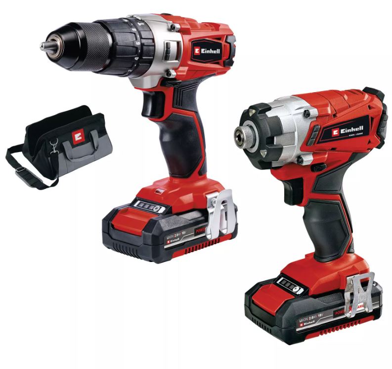 Einhell 18v Combi Drill and Impact Driver Twin Kit - 2 x 2.0AH Batteries and Charger