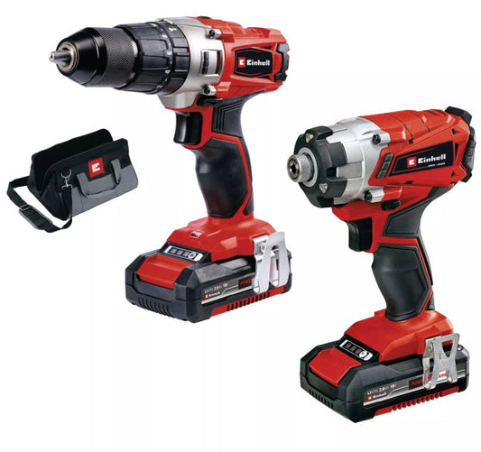 Einhell 18v Combi Drill and Impact Driver Twin Kit - 2 x 2.0AH Batteries and Charger