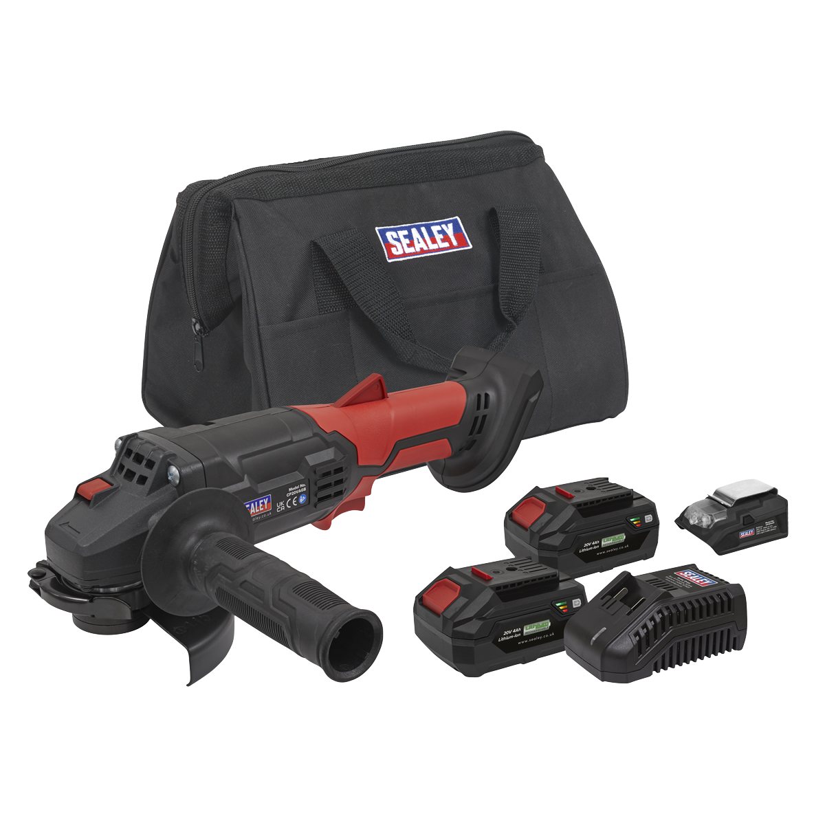 Sealey Cordless Angle Grinder Kit Ø115mm 20V 4Ah SV20 Series - 2 Batteries