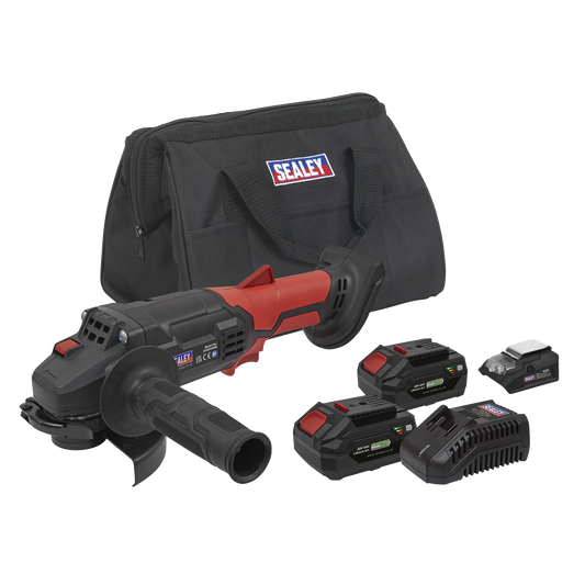 Sealey Cordless Angle Grinder Kit Ø115mm 20V 4Ah SV20 Series - 2 Batteries