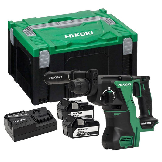 Hikoki DH18DBL/JPZ 18v Brushless Rotary Hammer Drill - 2 x 5.0AH Batteries and Charger